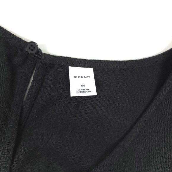 OLD NAVY Linen Minimal Boho Belted Flutter Sleeve Romper Black Jack Womens XS - Picture 6 of 8